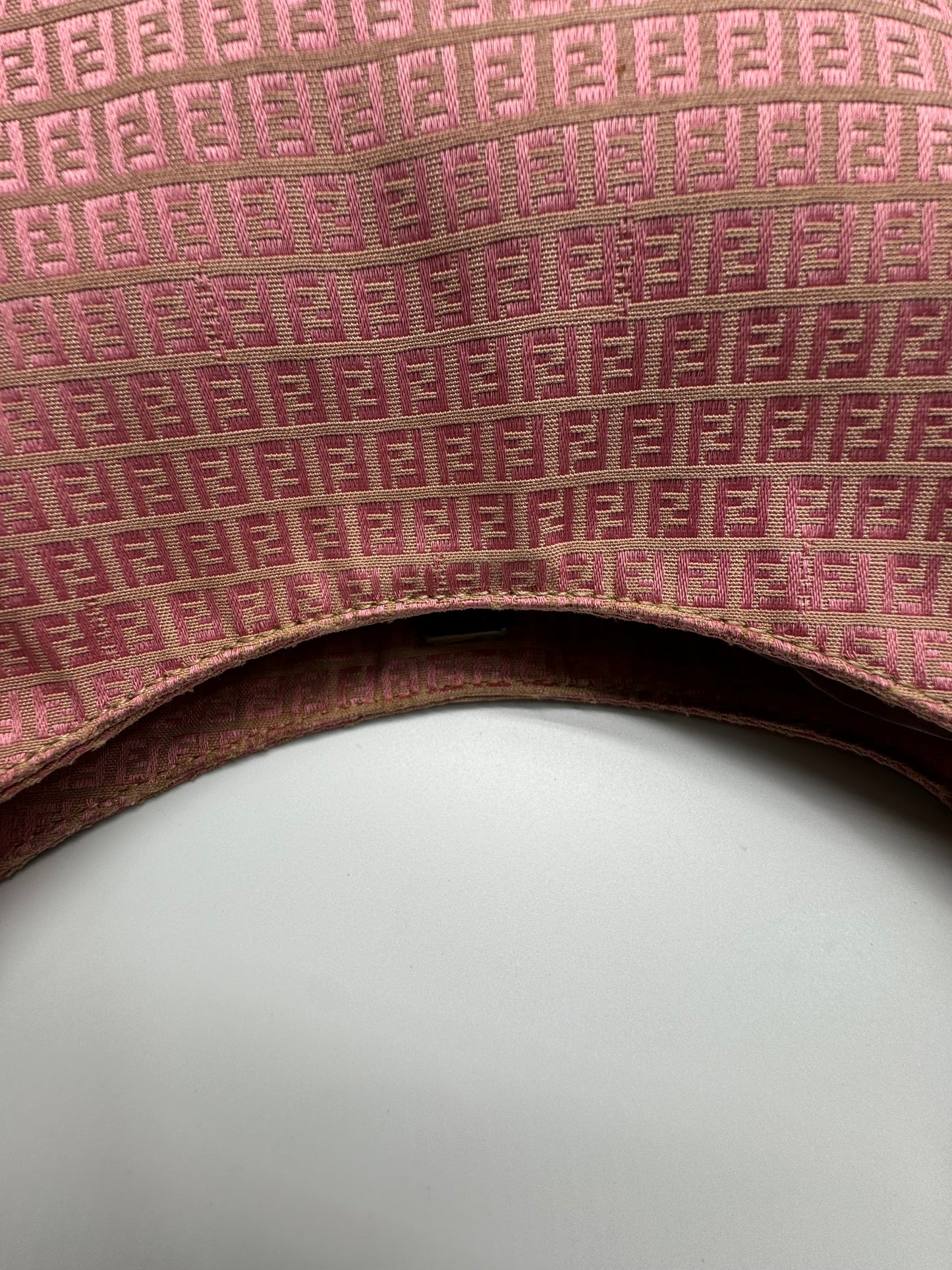 Authentic Fendi Zucca Jacquard Pink & Beige Shoulder Bag