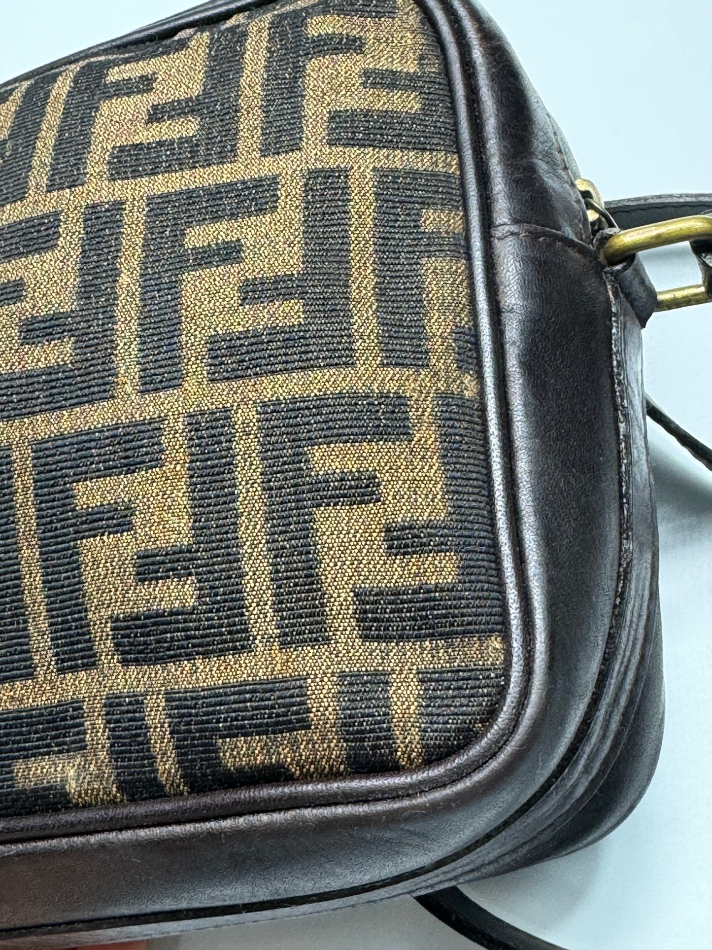 Authentic FENDI Brown & Black Jacquard Cloth Shoulder Bag