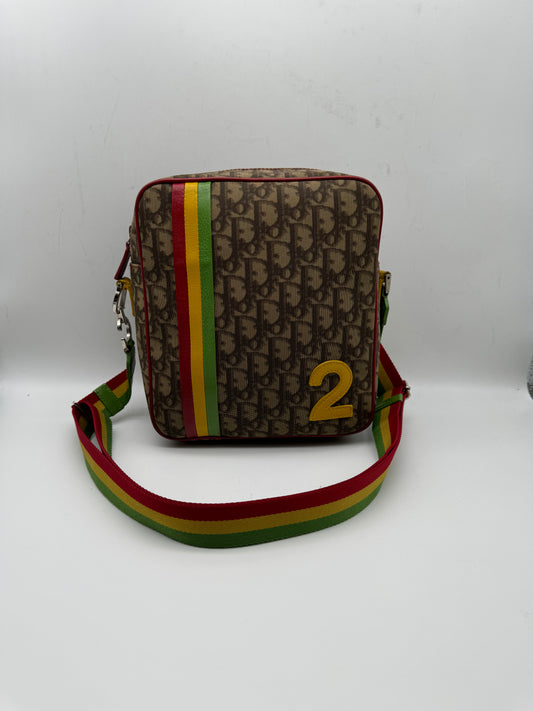 Authentic Christian Dior Rasta Trotter No.2 Coated Canvas Messenger Bag