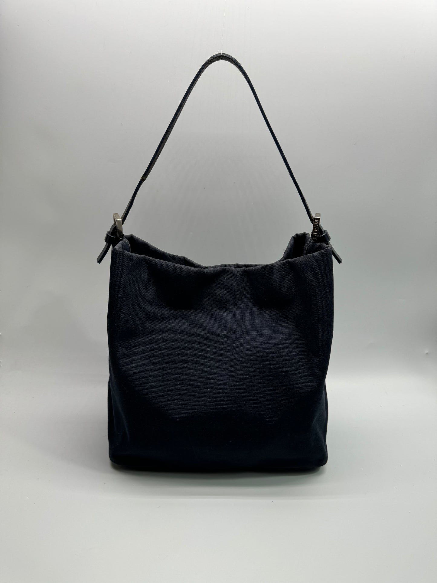 Authentic Fendi Navy Blue Denim Shoulder Bag