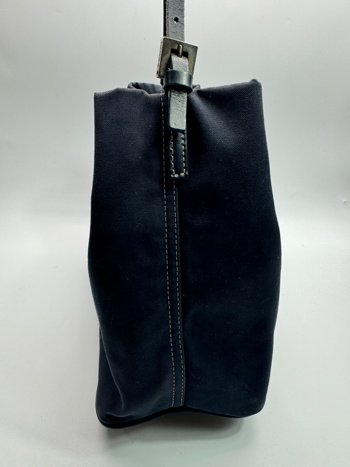 Authentic Fendi Navy Blue Denim Shoulder Bag