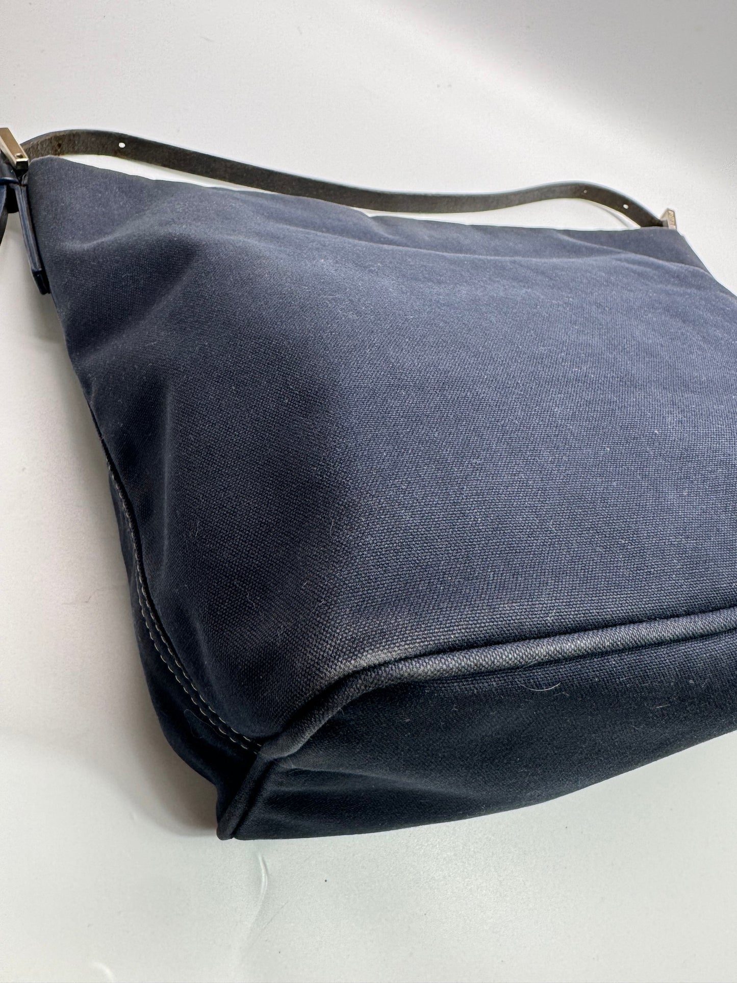 Authentic Fendi Navy Blue Denim Shoulder Bag