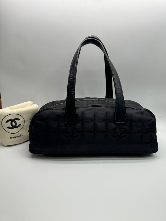 Authentic Chanel Black Traveline Mini Bowling Bag