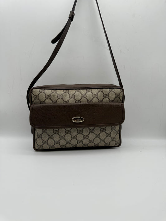 Authentic GUCCI Vintage Coated Canvas Shoulder/Crossbody Bag